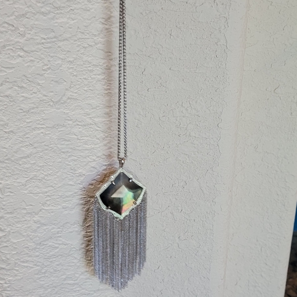 NWT Kendra Scott Set Black Mother of Pearl in Silver Gorgeous coloring ! - Picture 14 of 16